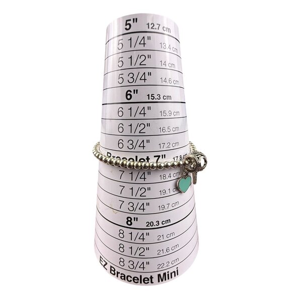 Tiffany & Co. AG925 Womens Silver-Tone Beaded Charm Bracelet With Heart & Cross - Picture 11 of 11